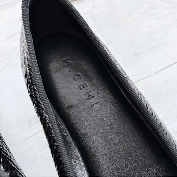 M. Gemi Danza Flats Patent Leather Black Ballet Shoes Hidden Wedge 37.5 EU $298 - Picture 9 of 11